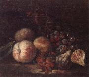 Still life of peaches,figs and grapes unknow artist